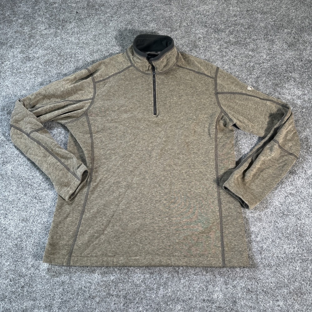 KUHL Revel Fleece 1/4 Zip Pullover Sweater Mens Size Large Outdoor Brown
